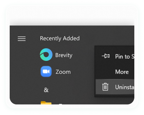 Uninstall from Settings